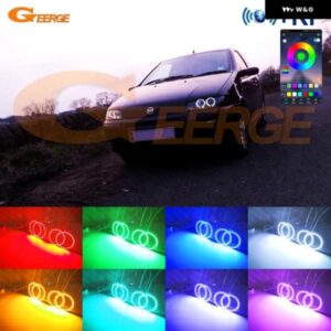 フィアット プント MK2 188 1999 - 02 BTアプリ RFリモート コントロール マルチカラー 超高輝度 RGB LED エンジェルアイ ハローリングライト