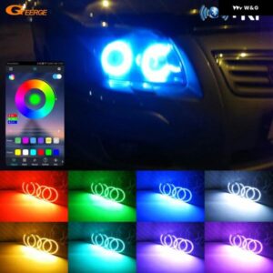 トヨタ アベンシス T25 2006 2007 2008 フェイスリフト RFリモートBTアプリ マルチカラー超高輝度RGB LEDエンジェルアイキット ハローリング