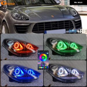ポルシェ マカン 95B 2014 - 18 RFリモートBLUETOOTHアプリマルチカラーRGB LEDエンジェルアイキット ハローリング