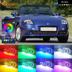 フィアット バルケッタ 1995 - 2000 - 05 BLUETOOTH APP マルチカラー 超高輝度 RGB LED エンジェルアイキット ハローリング