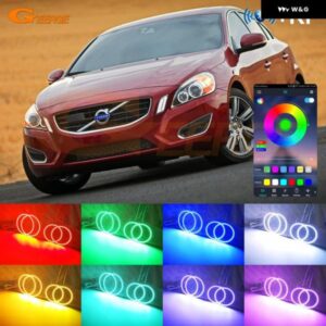 ボルボ S60 V60 2010 - 13 RFリモートBLUETOOTHアプリマルチカラー超高輝度RGB LEDエンジェルアイキット ハローリング