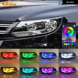 フォルクスワーゲン VW ティグアン I 5N フェイスリフト 2011 - 2015 2016 BLUETOOTHアプリ 超高輝度マルチカラーRGB LEDエンジェルアイキット ハローリング