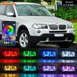 BMW E83 X3 フェイスリフト 2007 - 11 BLUETOOTHアプリ マルチカラー 超高輝度 RGB LED エンジェルアイキット ハローリング
