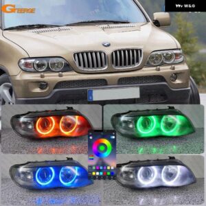 BMW X5 E53 2000 - 06 BLUETOOTHアプリ RFリモート マルチカラー 超高輝度 RGB LED エンジェルアイキット