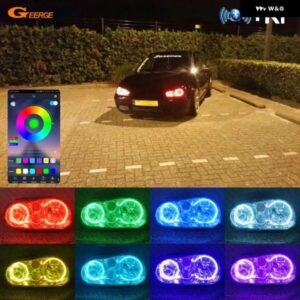 フォルクスワーゲン VW ゴルフ MK4 R32 GTI VR6 カブリオ A4 BT アプリ RF リモート コントロール マルチカラー RGB LED エンジェルアイキット ハローリング
