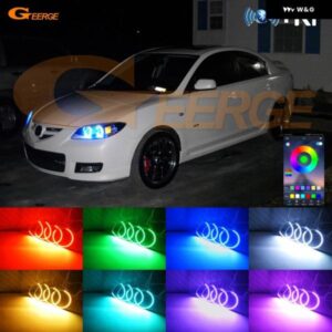 マツダ 3 BK 2003 - 08 BLUETOOTHアプリ マルチカラー 超高輝度 RGB LED エンジェルアイキット ハローリング