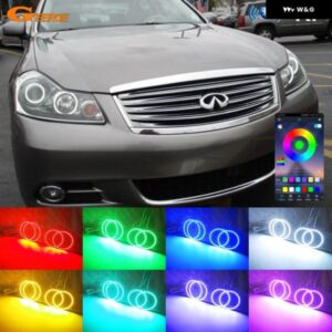 インフィニティ M M35 M45 日産 フーガ Y50 2005 2006 - 2010 BLUETOOTH APP マルチカラー 超高輝度 RGB LED エンジェルアイキット ハローリング