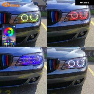 BMW E66 E65 フェイスリフト 745I 750I 760I 2006 2007 2008 BLUETOOTHアプリ 超高輝度マルチカラーRGB LEDエンジェルアイキット ハローリング