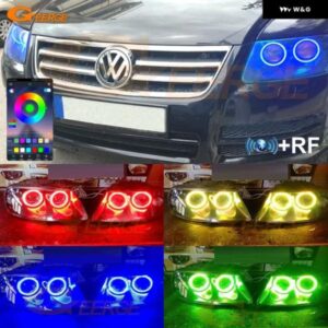 フォルクスワーゲン VW トゥアレグ 7L 2003 - 2005 - 10 BLUETOOTH APP マルチカラー RGB LED エンジェルアイキット ハローリング