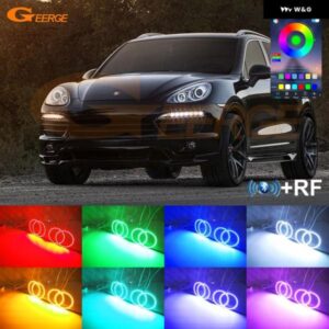 ポルシェ カイエン 958 92A 2010 - 14 BLUETOOTHアプリ マルチカラー 超高輝度 RGB LED エンジェルアイキット ハローリング
