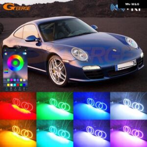 ポルシェ 997 911 2010 2011 2012 BLUETOOTHアプリ 超高輝度マルチカラーRGB LEDエンジェルアイキット ハローリング