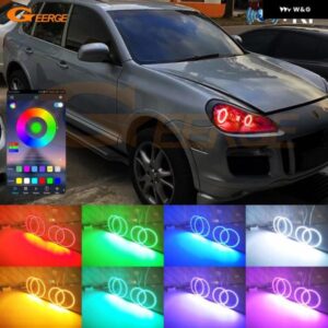 ポルシェ カイエン 957 9PA 2007 2008 2009 2010 BLUETOOTHアプリ マルチカラー 超高輝度 RGB LED エンジェルアイキット ハローリング