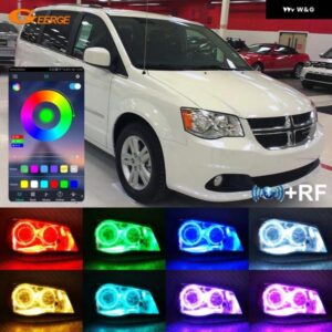 ダッジ グランドキャラバン 2011-2019 RFリモートBLUETOOTH対応アプリ マルチカラー超高輝度RGB LEDエンジェルアイハローリングキット