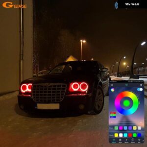 クライスラー 300 C 300C 2004-2010 RFリモートBLUETOOTHアプリマルチカラー超高輝度RGB LEDエンジェルアイハローリングデイライト