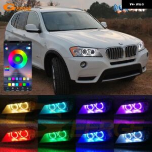 BMW X3 F25 2010 - 14 フェイスリフト前 BLUETOOTH アプリ RF リモート マルチカラー 超高輝度 RGB LED エンジェルアイキット