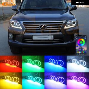 レクサス LX 570 LX570 2012 - 15 BLUETOOTHアプリ コントロール マルチカラー 超高輝度 RGB LED エンジェルアイキット ハローリング