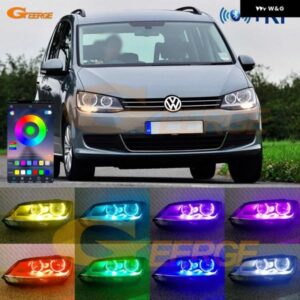 フォルクスワーゲン VW シャラン 7N 2010 - 13 - 2015 BLUETOOTHアプリ 超高輝度マルチカラーRGB LEDエンジェルアイキット ハローリング