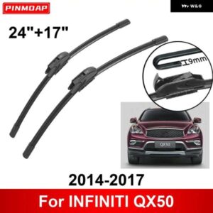 車用 ワイパー INFINITI QX50 2014-2017 24インチ + 17インチ フロント リア ワイパー ブレード ブラシ カッター アクセサリー 2014 - 16