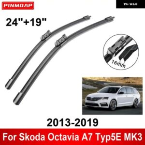車用 ワイパー シュコダ オクタビア A7 TYP5E MK3 2013-2019 24インチ + 19インチ フロント リア ワイパー ブレード ブラシ カッター アクセサリー
