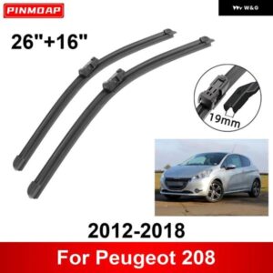 車用 ワイパー プジョー 208 2012-2018 26インチ + 16インチ フロント リア ワイパー ブレード ブラシ カッター アクセサリー 2012 - 16