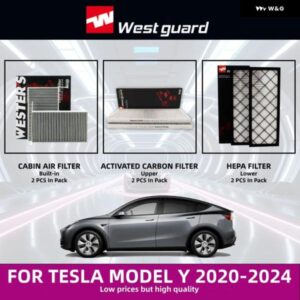 テスラ モデルY 2020-2024 EV HEPAカーボンキャビン フィルター キット MK8300-2 MK8330-2 MK8320-2 1107681-00-A
