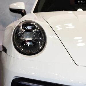 ポルシェ 991 992 2018-2022 2023 2024 車用 ヘッドライト シェード ク リアランプ シェード レンズ ヘッドランプ カバー ランプシェル ブラックエッジ - Right Side