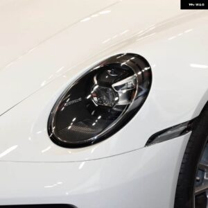 ポルシェ 991 992 2018-2022 2023 2024 車用 ヘッドライト シェード ク リアランプ シェード レンズ ヘッドランプ カバー ランプシェル ブラックエッジ - Left Side