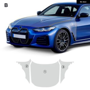 車体フィルム エンジン フェンダー リアドア BMW I4 G26 2022 2023 PPF ペイント ステッカー TPU 傷防止フィルム クリア - Front Engine