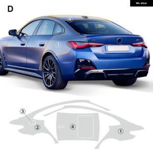 車体フィルム エンジン フェンダー リアドア BMW I4 G26 2022 2023 PPF ペイント ステッカー TPU 傷防止フィルム クリア - rear