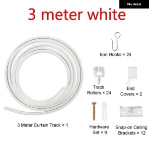 フレキシブルに曲線 天井カーテンレール 湾曲した天井レール カーテン 間仕切り 天井レール システム ベイウィンドウ バルコニー - 3 meter white