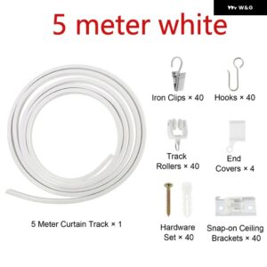 フレキシブルに曲線 天井カーテンレール 湾曲した天井レール カーテン 間仕切り 天井レール システム ベイウィンドウ バルコニー - 5 meter white
