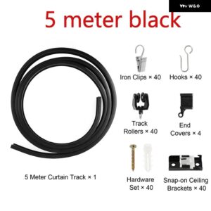 フレキシブルに曲線 天井カーテンレール 湾曲した天井レール カーテン 間仕切り 天井レール システム ベイウィンドウ バルコニー - 5 meter black