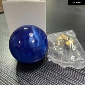 プレミアムアクリルラウンドボールノブコンフォート グリップ ギア シフト ノブ3銅製 アダプター 付きほとんど車 インテリア アクセサリー - blue