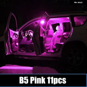 フォルクスワーゲン VW パサート B5 B6 B7 B8 1997-2020 車用 LED 電球 インテリア ドームランプ 化粧鏡幅 パーキング ライト アクセサリー - B5 Pink 11pcs