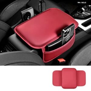 フィアット ブラボー 500 車用 アームレスト ボックス レザー クッション 収納 ポケット 肘高 サポート スタイリング アクセサリー - red