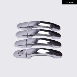 フォード フォーカス 2012 - 15 光沢ブラッククロームカー ドアハンドル カバー ボウル トリム オーバーレイ スタイリング アクセサリー - silver 0 button