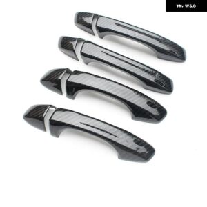 フォルクスワーゲン VW ティグアン MK2 2017-2021 カーボン クローム カーサイド ドアハンドル カバー トリム ステッカー スタイリング アクセサリー - carbon 0 buttons