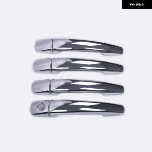 プジョー 5008 2008 -2016 ブラックカーボンクロームカー ドアハンドル カバー トリム ステッカー スタイリング 自動車アクセサリー - Silver