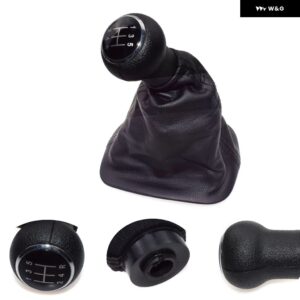 ベージュ/ブラック/マホガニー 5速 12MM ギア シフト ノブ PUレザー ゲイター ブーツ カバー 付き VW PASSAT B5 B5.5 1998-2004 - black