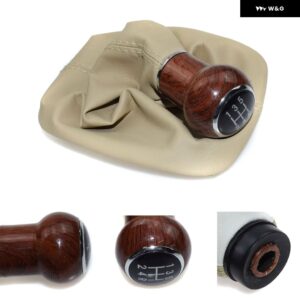 ベージュ/ブラック/マホガニー 5速 12MM ギア シフト ノブ PUレザー ゲイター ブーツ カバー 付き VW PASSAT B5 B5.5 1998-2004 - Mahogany Beige