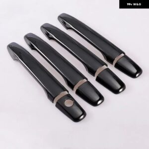 プジョー 4007 2007-2012 光沢ブラックカーボンクロームカー ドアハンドル カバー トリム ステッカー スタイリング 自動車アクセサリー - black 0 button