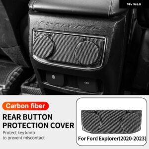 フォード エクスプローラー 2020 - 23 トリム インナー自動車アクセサリー - カーボン スタイル ABS 車リア AC ボタン カバー - carbon fiber