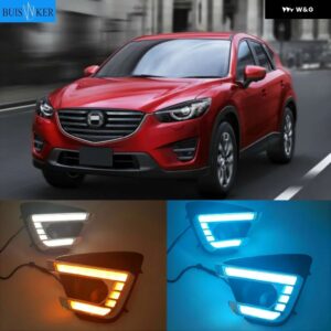 1ペア LED デイタイム ランニングライト イエローウィンカー フォグランプ オートDRL マツダ CX-5 CX5 2012 - 16 - WHITE