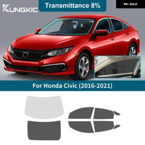 プレカット全面ウィンドウフィルムティントシェード % ホンダ シビック セダン 2016-2021 カーウィンドウフォイル ソーラープライバシーUV ステッカー - 8Percent one Set