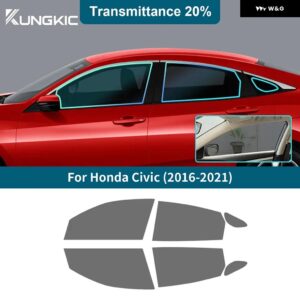 プレカット全面ウィンドウフィルムティントシェード % ホンダ シビック セダン 2016-2021 カーウィンドウフォイル ソーラープライバシーUV ステッカー - 20Percent Window