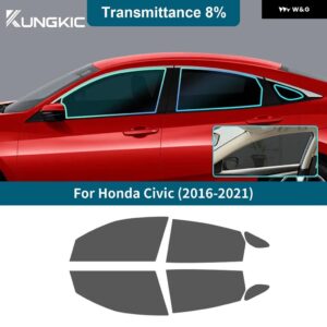 プレカット全面ウィンドウフィルムティントシェード % ホンダ シビック セダン 2016-2021 カーウィンドウフォイル ソーラープライバシーUV ステッカー - 8Percent Window