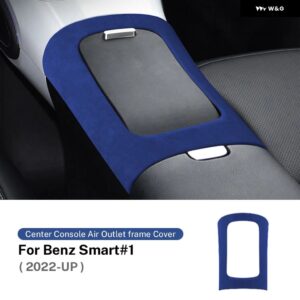 イタリア製スーパースエード メルセデス ベンツ スマートフォーツー1ブラバス1 ベンツ スマート2022 2023カーセンター コンソール ギアウォーターカップ フ - Blue LHD RHD