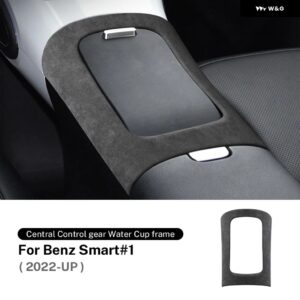 イタリア製スーパースエード メルセデス ベンツ スマートフォーツー1ブラバス1 ベンツ スマート2022 2023カーセンター コンソール ギアウォーターカップ フ - Black LHD RHD