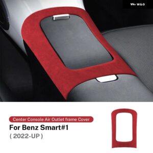 イタリア製スーパースエード メルセデス ベンツ スマートフォーツー1ブラバス1 ベンツ スマート2022 2023カーセンター コンソール ギアウォーターカップ フ - Red LHD RHD