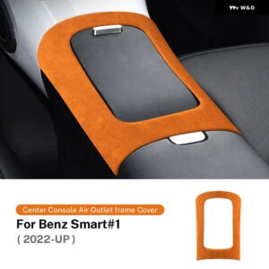イタリア製スーパースエード メルセデス ベンツ スマートフォーツー1ブラバス1 ベンツ スマート2022 2023カーセンター コンソール ギアウォーターカップ フ - Orange LHD RHD